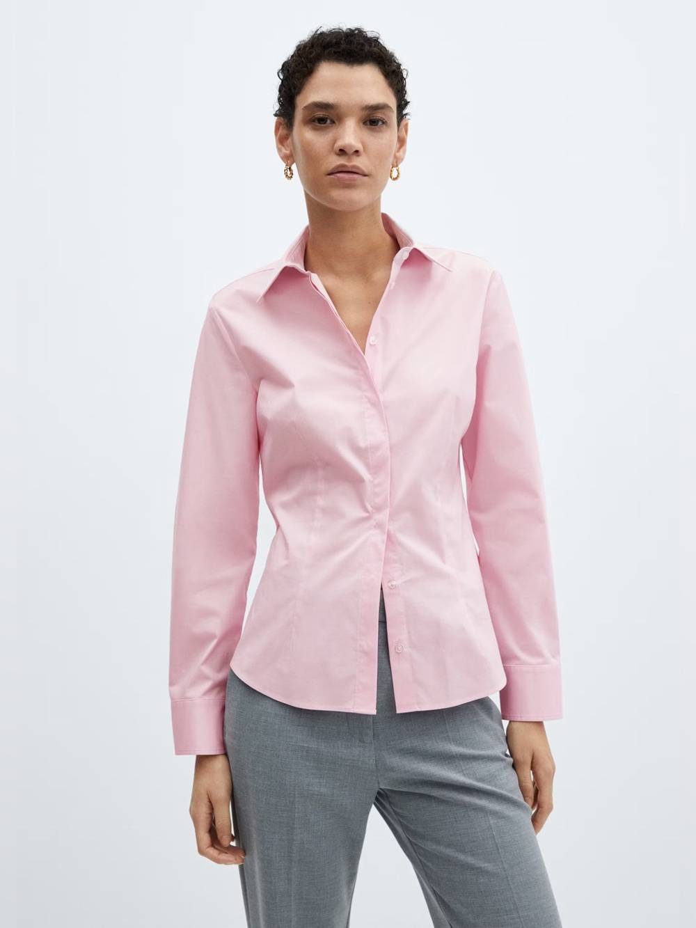 Mango Pink fitted cotton shirt NWT